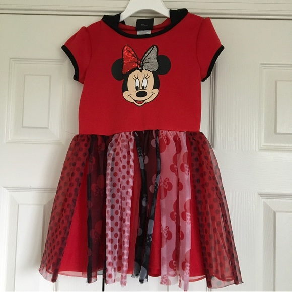 Disney Minnie Mouse dress-up costume dress with hood, size 6/6x - Picture 1 of 3